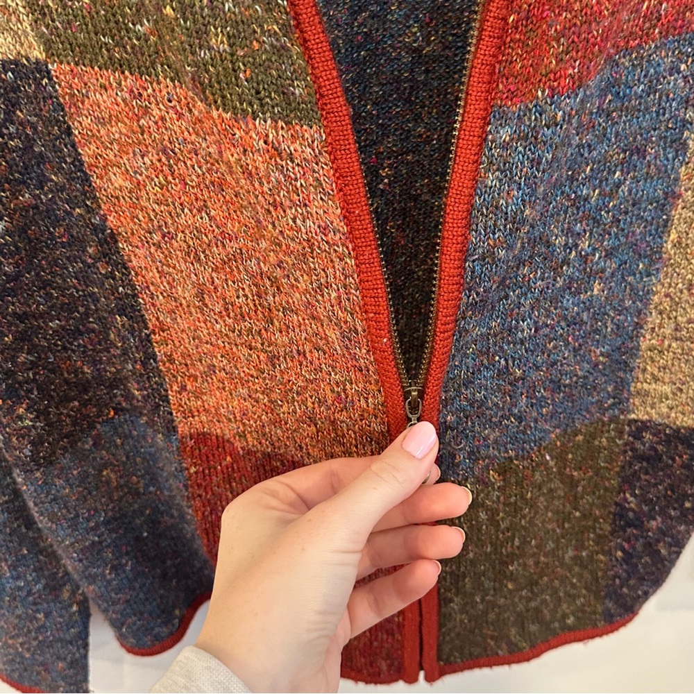 Alfred Dunner Multicolor Patchwork Zip-Up Sweater… - image 6